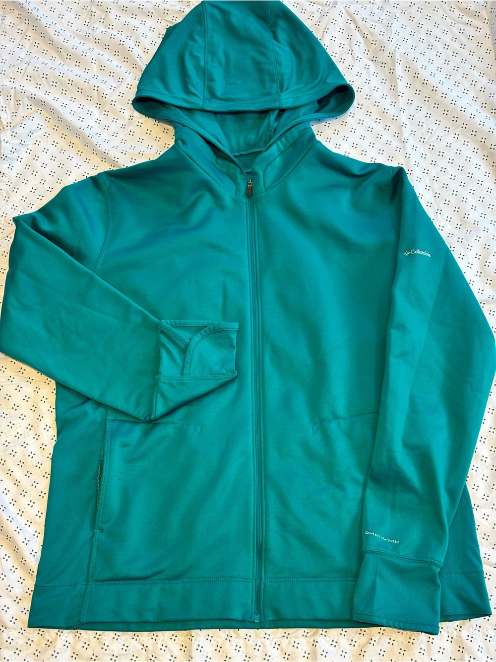 Columbia Teal Full-Zip Hooded Sweater